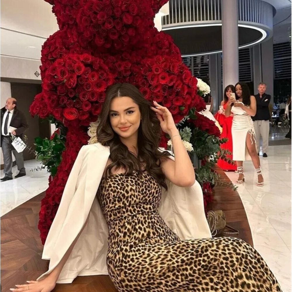 Zara leopard print strapless midi dress BLOGGERS FAVORITE!!